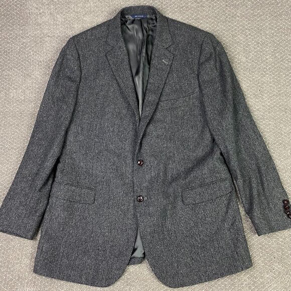 Brooks Brothers Fitzgerald Herringbone Tweed Blazer Men's 48L Gray Lambswool - Picture 1 of 16